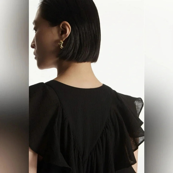 COS Ruffled Cap Sleeve Mini Dress Flowy Black 
Size 4 - Picture 4 of 13
